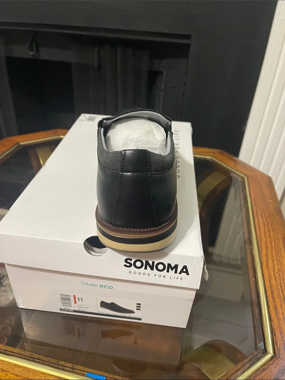 Sonoma Black Leather Slip-On Loafer with Tan-Trim Sole